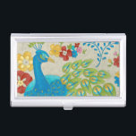 Colorful Peacock and Flowers Business Card Holder<br><div class="desc">This painting is perfect for your bird collection. The peacock is beautifully represented and the flowers surrounding it adds a romantic touch. The variety of colors in this image would put anyone in a good mood!</div>