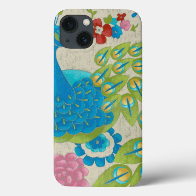 Colorful Peacock and Flowers Case-Mate iPhone Case (Back)