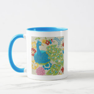 Colorful Peacock and Flowers Mug