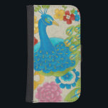 Colorful Peacock and Flowers Galaxy S4 Wallet Case<br><div class="desc">This painting is perfect for your bird collection. The peacock is beautifully represented and the flowers surrounding it adds a romantic touch. The variety of colors in this image would put anyone in a good mood!</div>