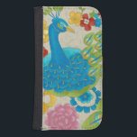 Colorful Peacock and Flowers Galaxy S4 Wallet Case<br><div class="desc">This painting is perfect for your bird collection. The peacock is beautifully represented and the flowers surrounding it adds a romantic touch. The variety of colors in this image would put anyone in a good mood!</div>