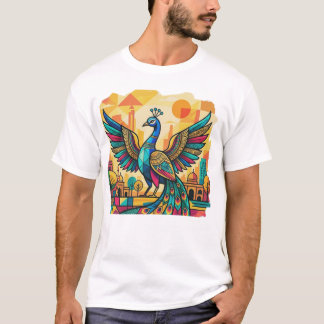 Colorful Peacock Art | Indian Peacock Illustration T-Shirt