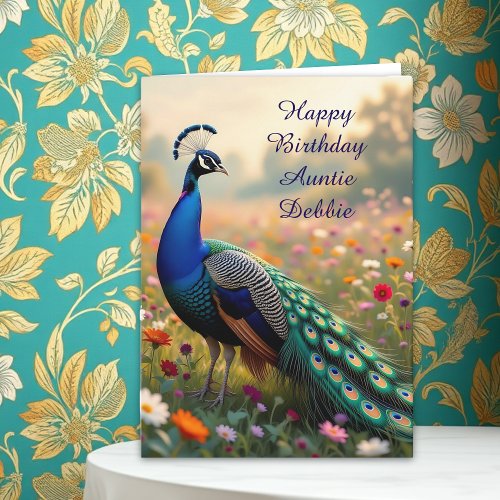 Colorful Peacock Aunt's Personalized Birthday
