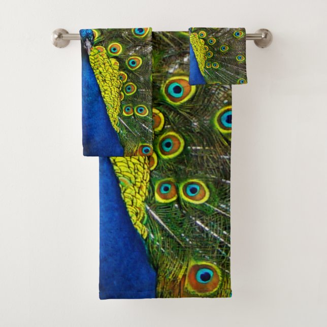 Colorful peacock bath towel set (Insitu)