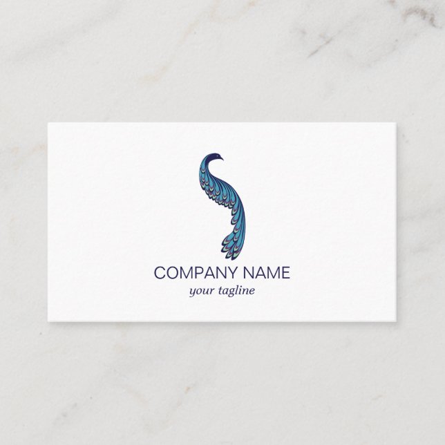 Colorful Peacock Beautiful Modern Business Card (Front)