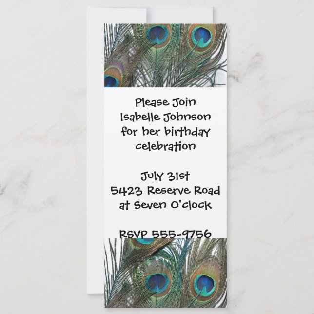 Colorful Peacock Birthday Invitations (Front)