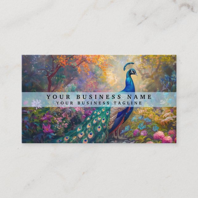 Colorful Peacock Business Cards (Front)