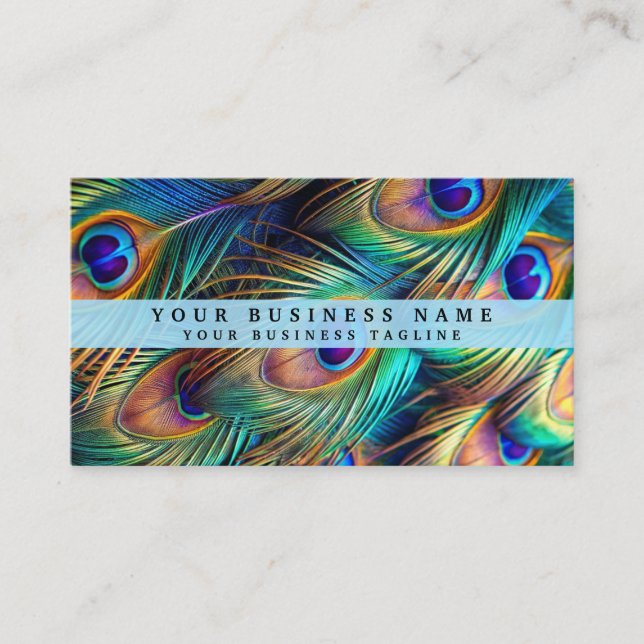 Colorful Peacock Business Cards (Front)