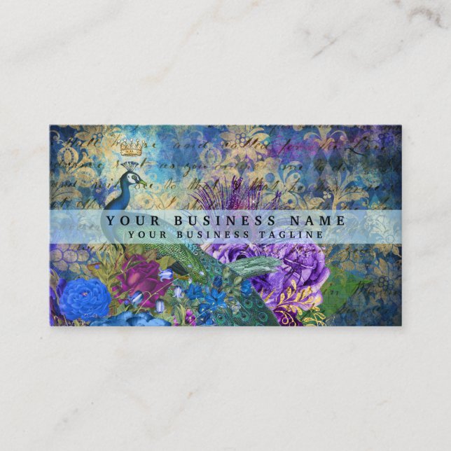 Colorful Peacock Business Cards (Front)