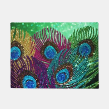 Colorful Peacock Doormat by Peacocks at Zazzle