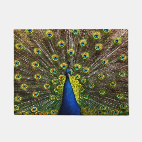 Colorful peacock doormat