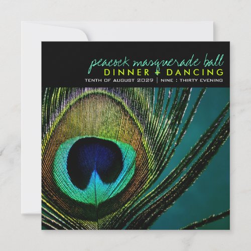 Photography Colorful Peacock Feather Party Invite
