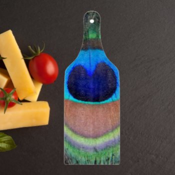 Colorful Peacock Feather Eyespot Cutting Board by northwestphotos at Zazzle