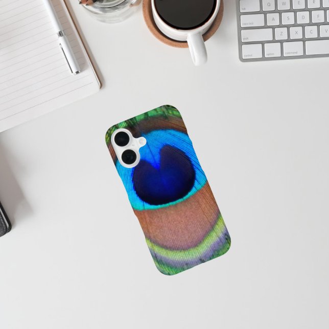 Colorful Peacock Feather Eyespot iPhone Case (In Situ)