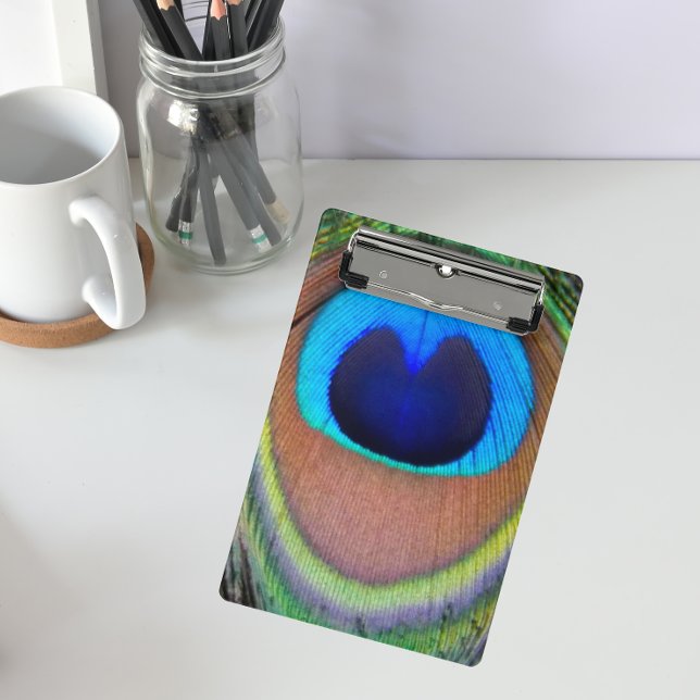 Colorful Peacock Feather Eyespot Mini Clipboard (In Situ)