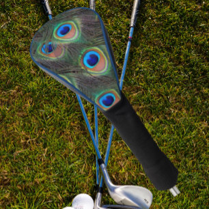 Colorful Peacock Feather Eyespot Pattern Golf Head Cover