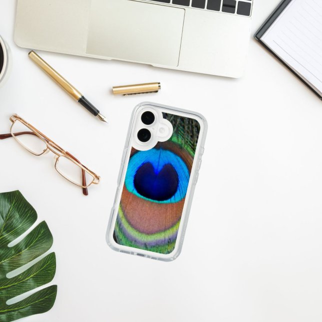 Colorful Peacock Feather Eyespot Speck iPhone Case (In Situ)