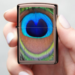 Colorful Peacock Feather Eyespot Zippo Lighter