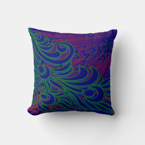 Colorful Peacock Feather Modern Abstract Design Throw Pillow