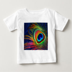 Colorful Peacock Feather Print Baby T-Shirt