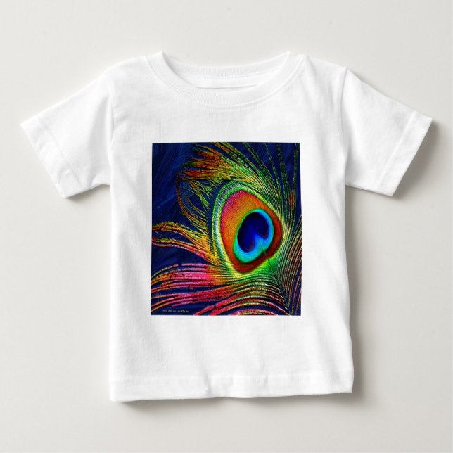 Colorful Peacock Feather Print Baby T-Shirt (Front)