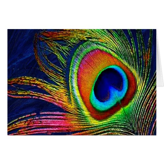 Colorful Peacock Feather Print Cards (Front Horizontal)