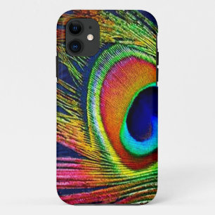 Colorful Peacock Feather Print iPhone 11 Case