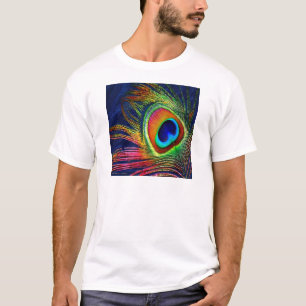 Colorful Peacock Feather Print T-Shirt