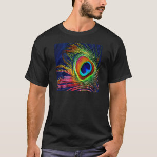 Colorful Peacock Feather Print T-Shirt