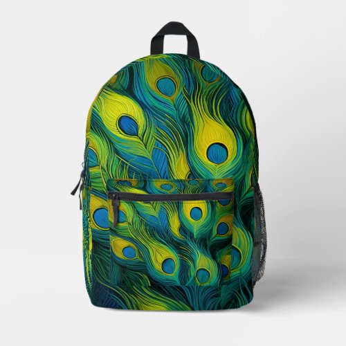 Colorful Peacock feather Printed Backpack