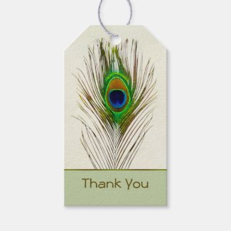 Colorful peacock feather Wedding Gift tag