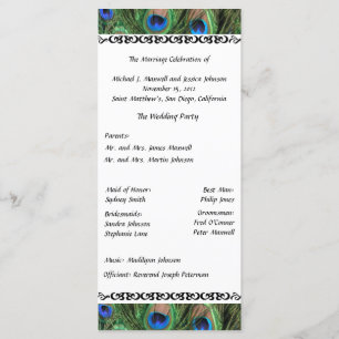 Colorful Peacock Feather Wedding Program