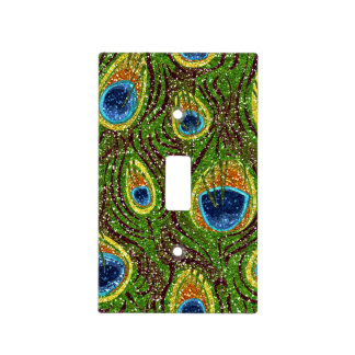 Colorful Peacock Feathers Light Switch Cover