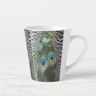 Colorful Peacock Feathers Pattern Cust. Latte Mug