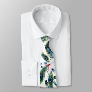 Colorful Peacock Feathers Pattern Neck Tie