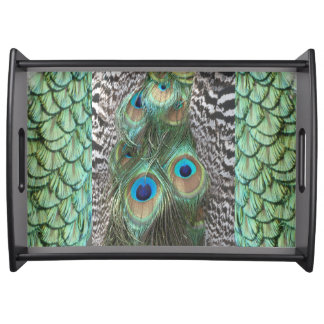 Colorful Peacock Feathers Pattern Serving Tray