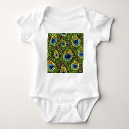 Colorful Peacock Feathers Print Baby Bodysuit