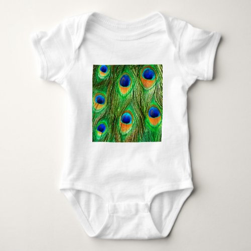 Colorful Peacock Feathers Print Baby Bodysuit