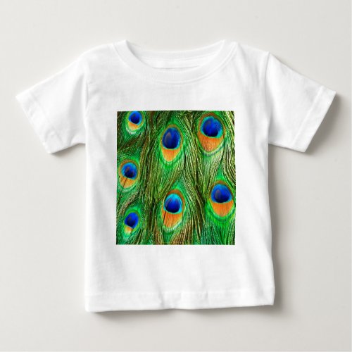 Colorful Peacock Feathers Print Baby T_Shirt