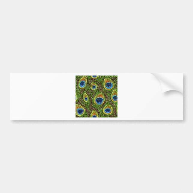 Colorful Peacock Feathers Print Bumper Sticker (Front)