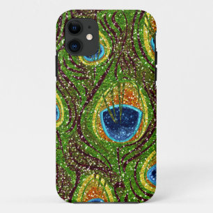 Colorful Peacock Feathers Print iPhone 11 Case