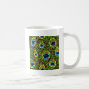 Colorful Peacock Feathers Print Coffee Mug