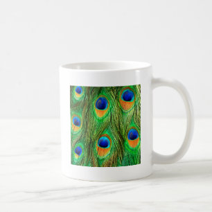 Colorful Peacock Feathers Print Coffee Mug
