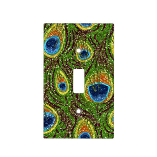 Colorful Peacock Feathers Print Light Switch Cover