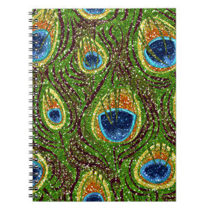 Colorful Peacock Feathers Print Notebook