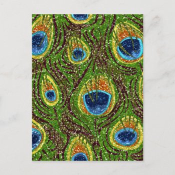Colorful Peacock Feathers Print Postcard by leehillerloveadvice at Zazzle