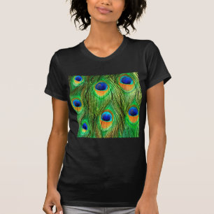 Colorful Peacock Feathers Print T-Shirt