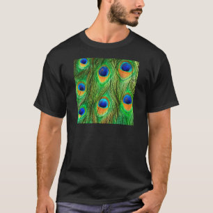Colorful Peacock Feathers Print T-Shirt