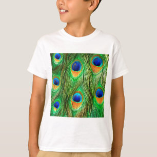 Colorful Peacock Feathers Print T-Shirt