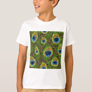 Colorful Peacock Feathers Print T-Shirt